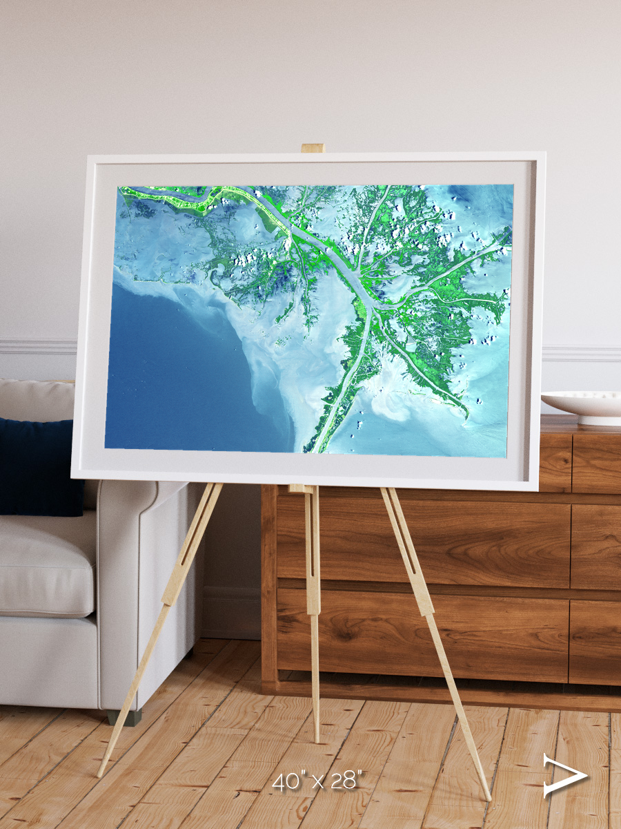 Arid Mosaic, Mississippi River Delta Framed & Mounted Print