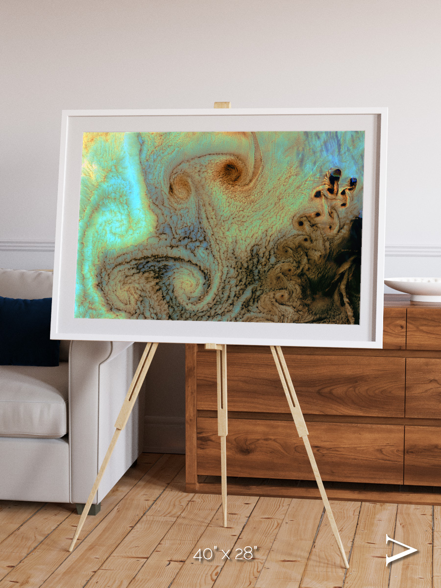 Atmospheric Patterns, Von Karman Vortices Framed & Mounted Print