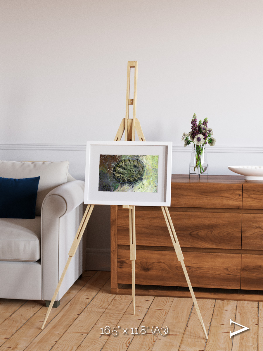 Windwritten Dunes, Brandberg Massif Framed & Mounted Print