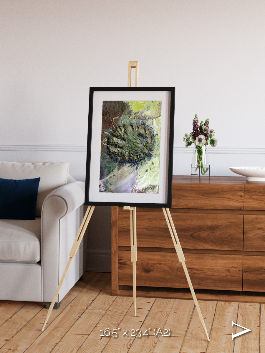 Windwritten Dunes, Brandberg Massif Framed & Mounted Print
