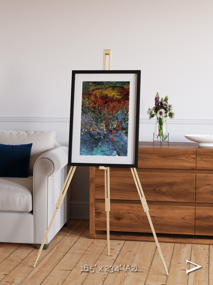 Geometric Fields, Eastern Kazakhstan Framed & Mounted Print