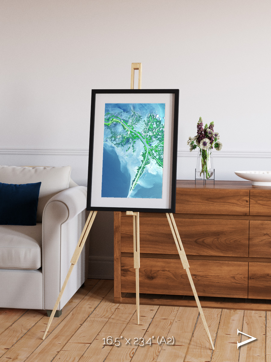 Arid Mosaic, Mississippi River Delta Framed & Mounted Print