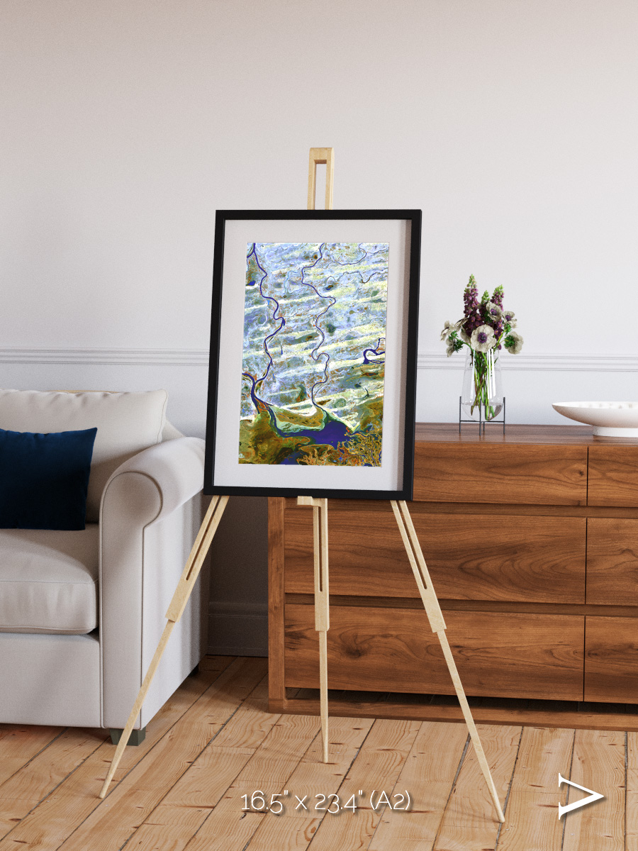 Islands in Blue, Niger River Framed & Mounted Print