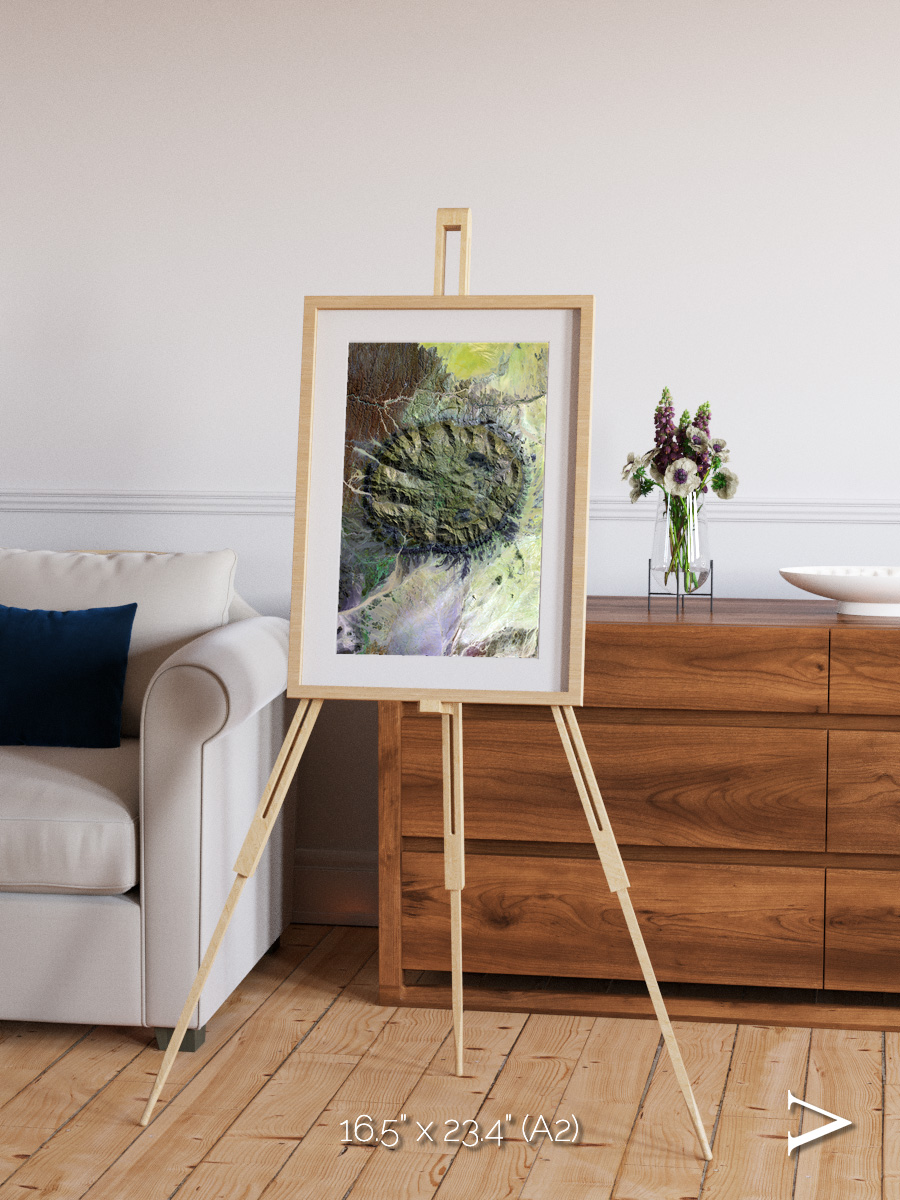 Windwritten Dunes, Brandberg Massif Framed & Mounted Print