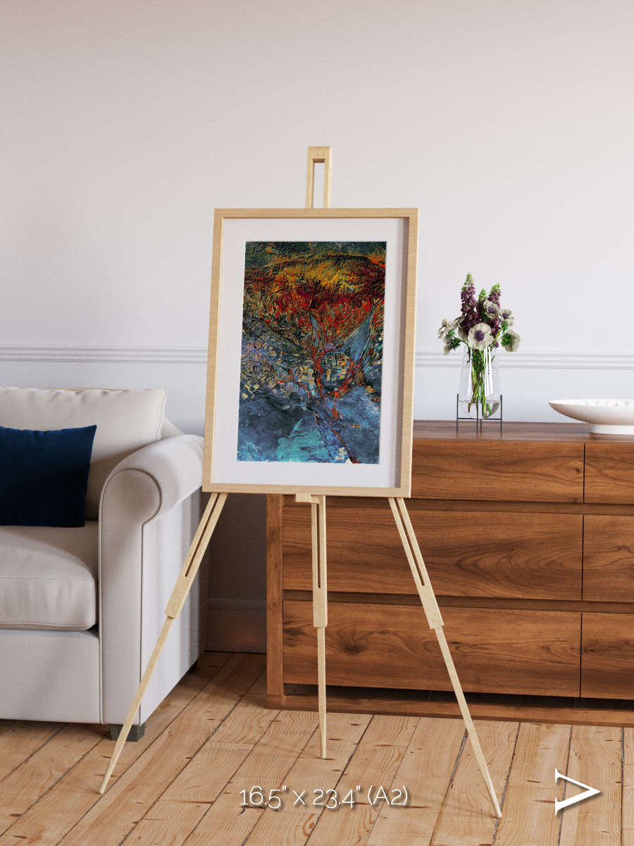 Geometric Fields, Eastern Kazakhstan Framed & Mounted Print