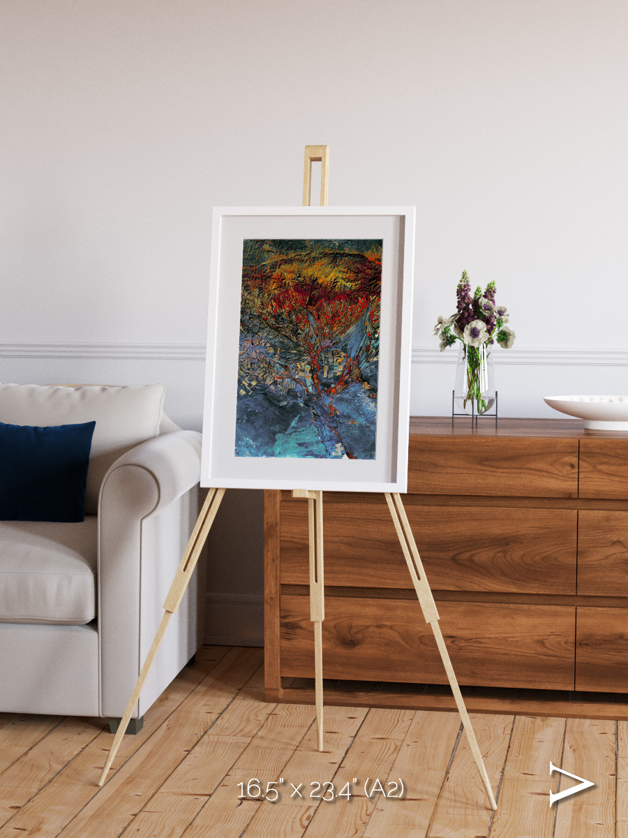 Geometric Fields, Eastern Kazakhstan Framed & Mounted Print