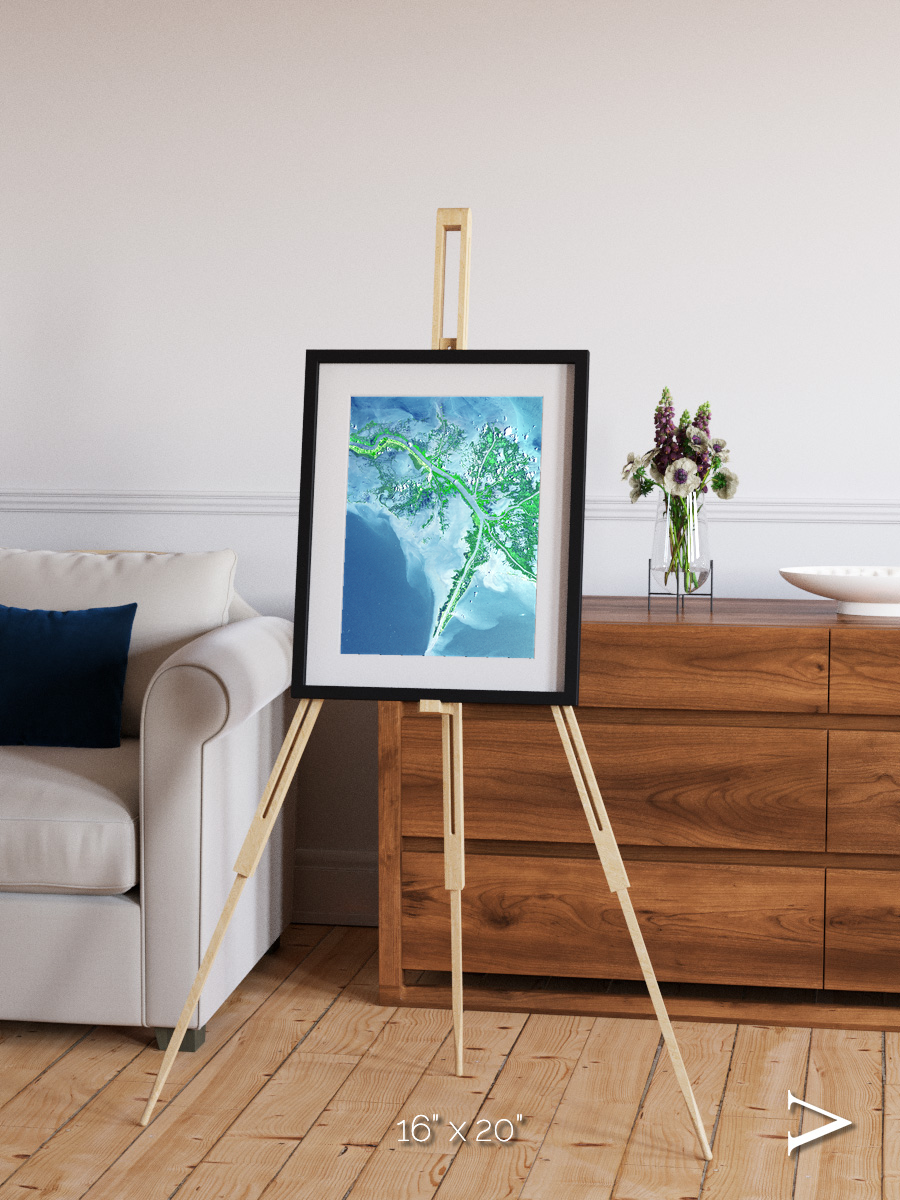 Arid Mosaic, Mississippi River Delta Framed & Mounted Print