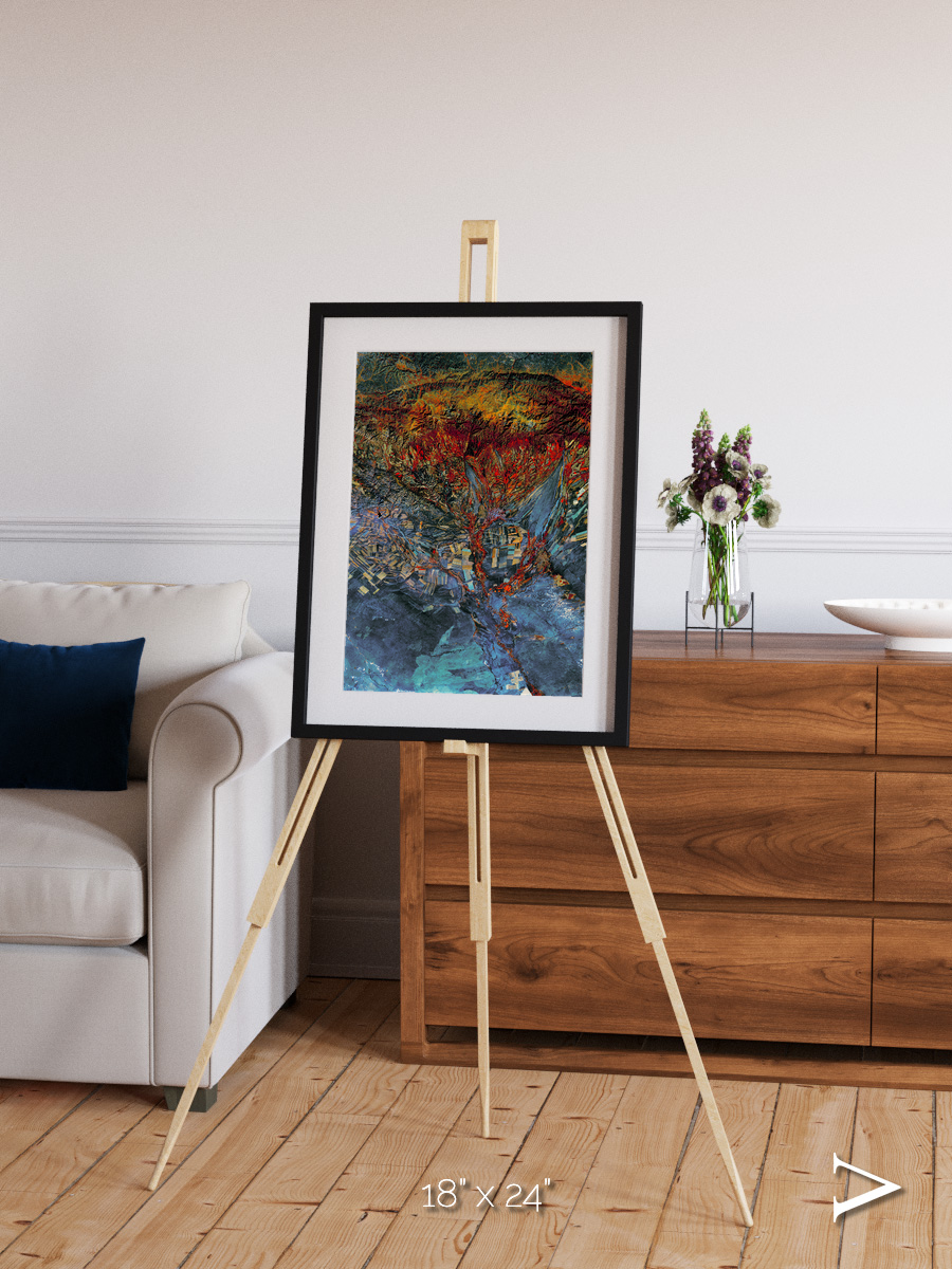 Geometric Fields, Eastern Kazakhstan Framed & Mounted Print