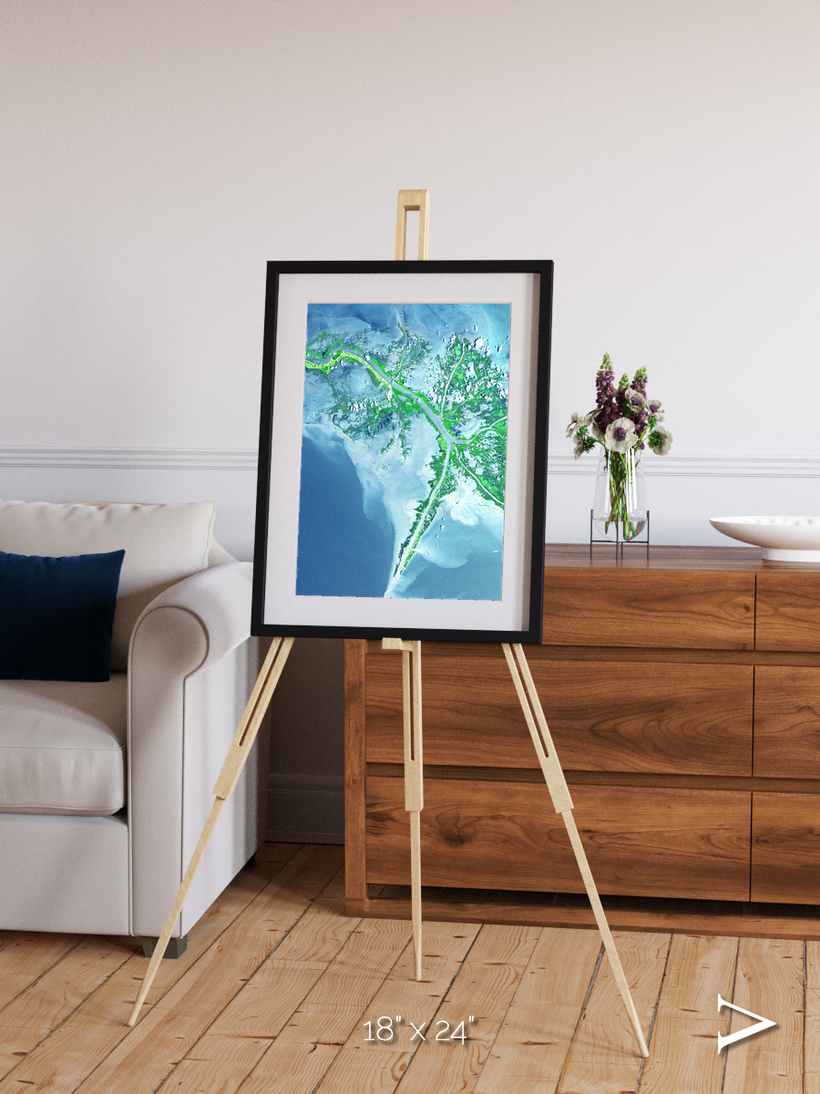 Arid Mosaic, Mississippi River Delta Framed & Mounted Print