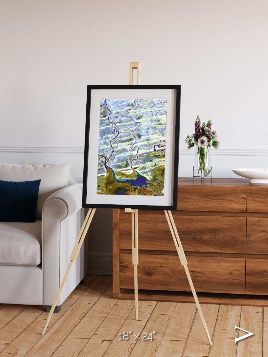 Islands in Blue, Niger River Framed & Mounted Print