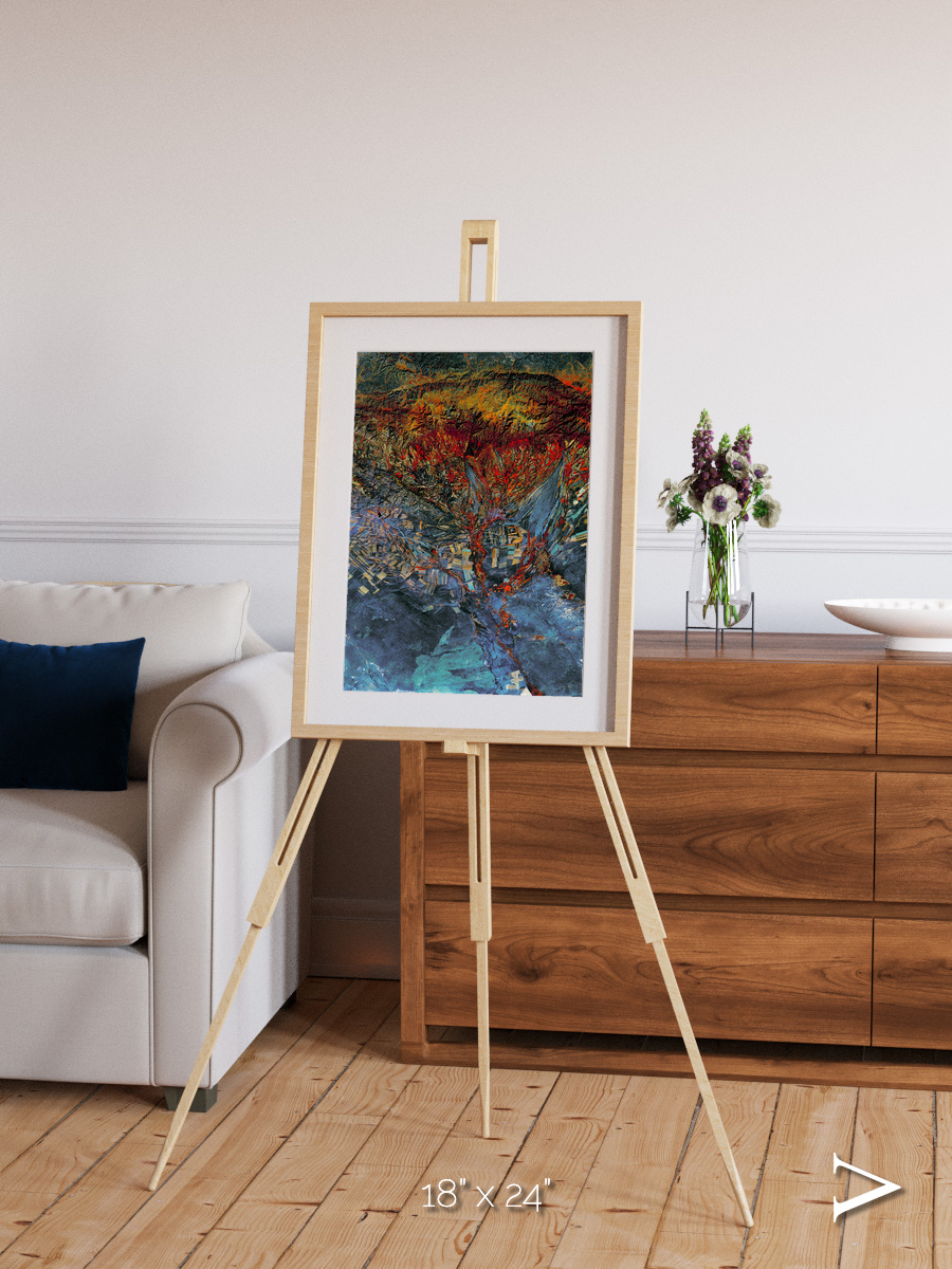 Geometric Fields, Eastern Kazakhstan Framed & Mounted Print