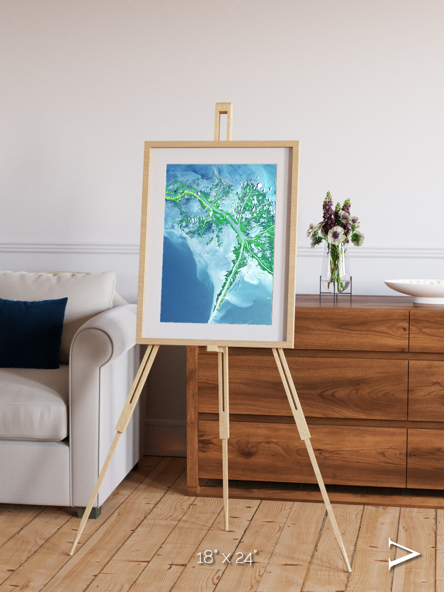 Arid Mosaic, Mississippi River Delta Framed & Mounted Print