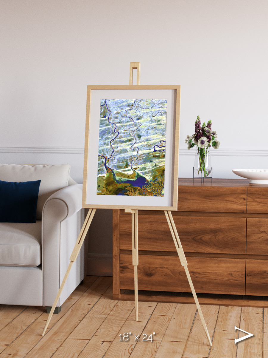 Islands in Blue, Niger River Framed & Mounted Print