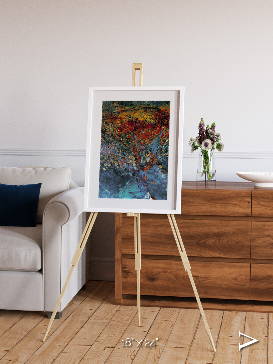 Geometric Fields, Eastern Kazakhstan Framed & Mounted Print