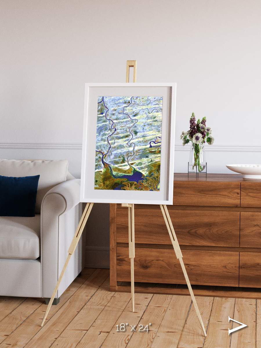 Islands in Blue, Niger River Framed & Mounted Print
