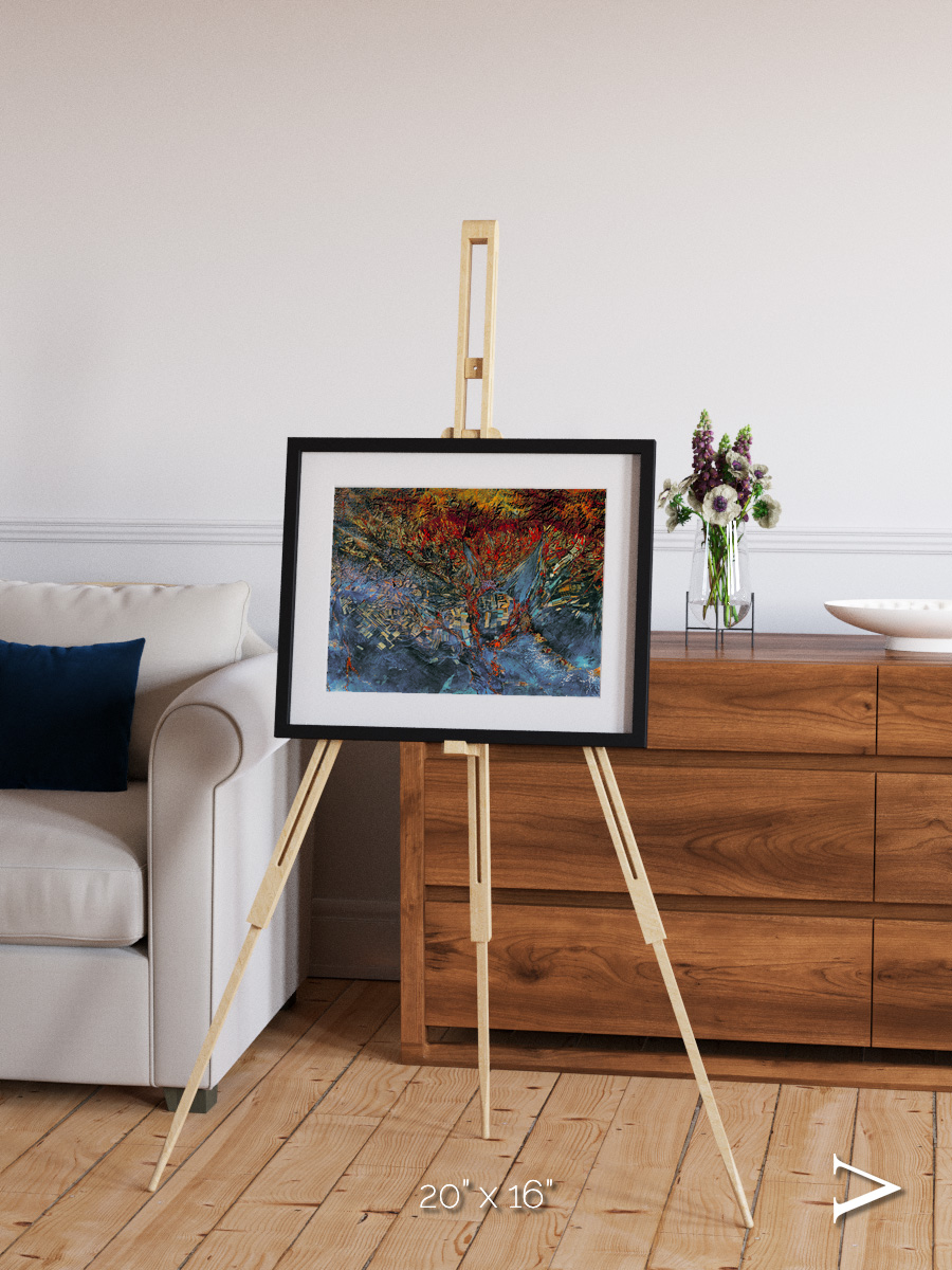 Geometric Fields, Eastern Kazakhstan Framed & Mounted Print
