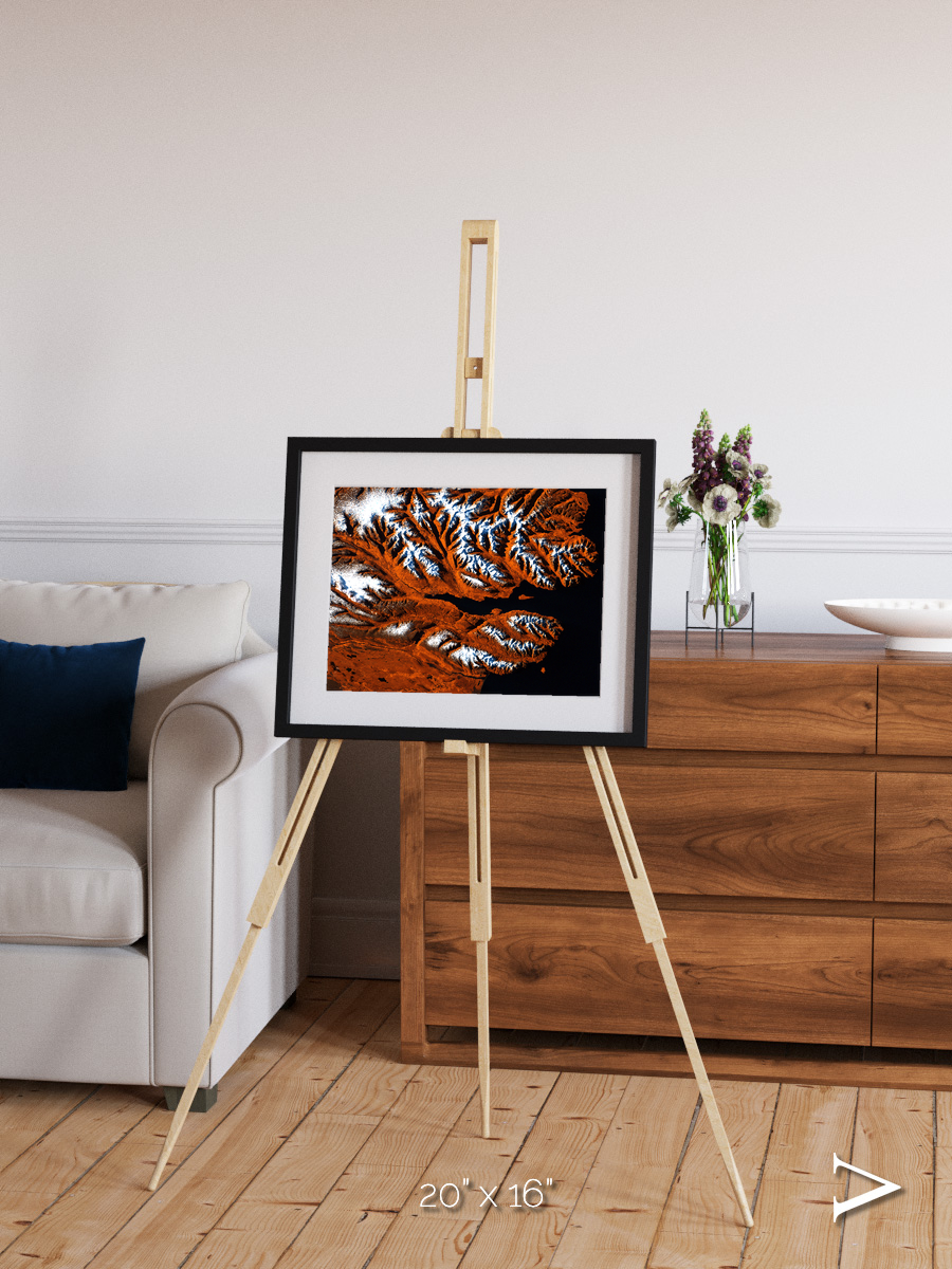 Striped Coast, Eyjafjörður Framed & Mounted Print