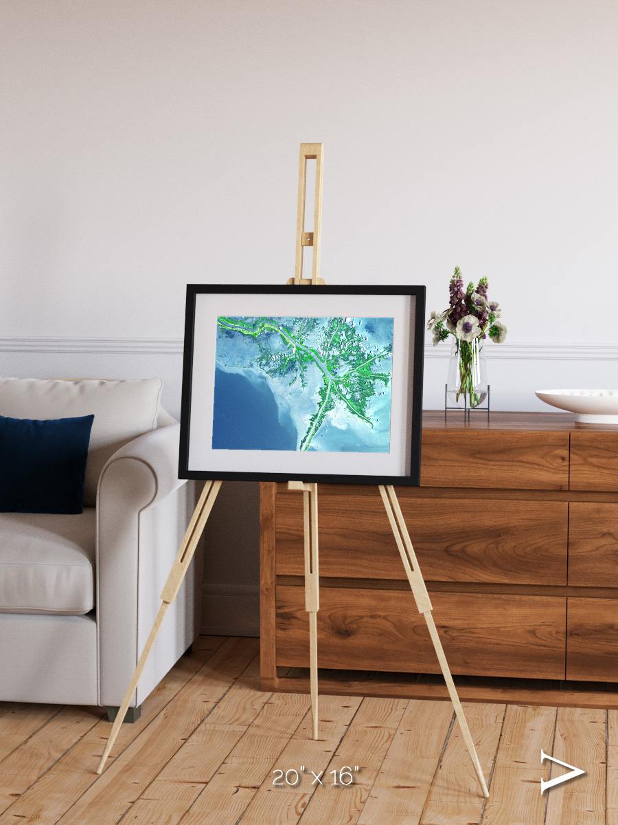 Arid Mosaic, Mississippi River Delta Framed & Mounted Print