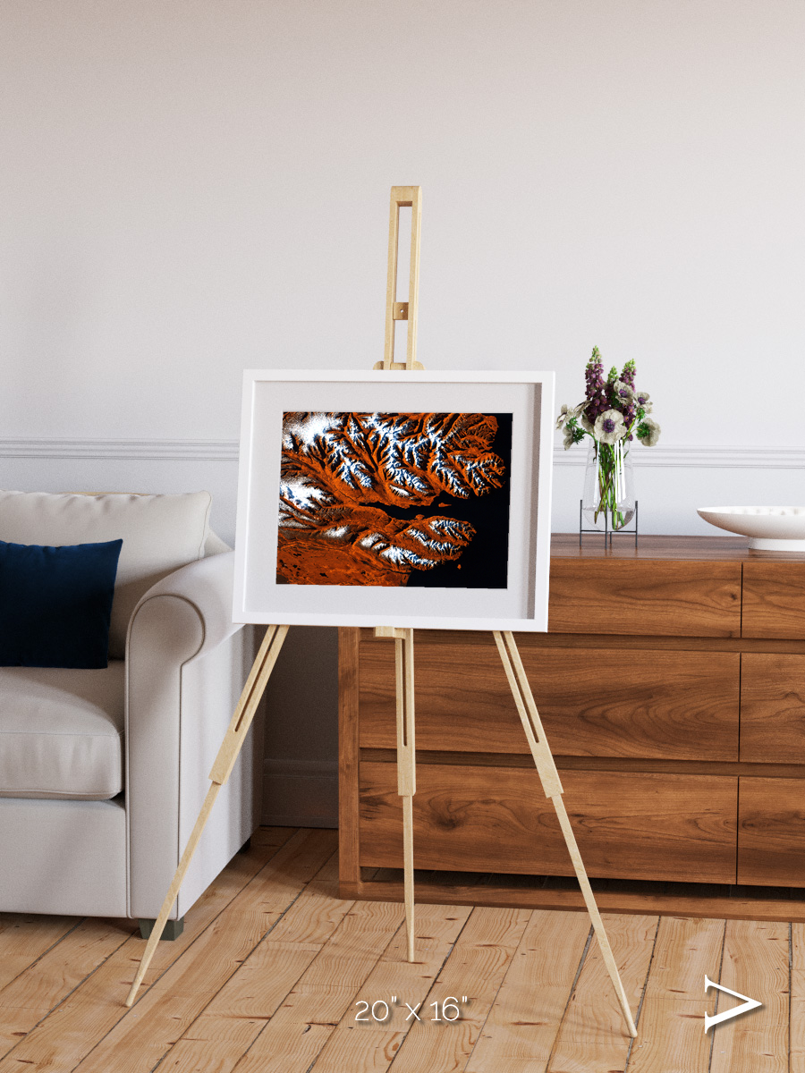 Striped Coast, Eyjafjörður Framed & Mounted Print
