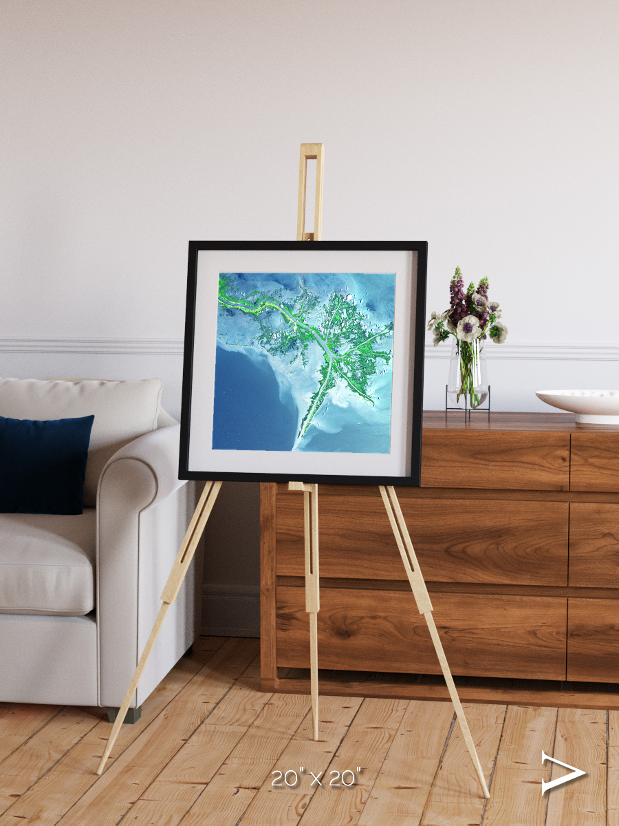 Arid Mosaic, Mississippi River Delta Framed & Mounted Print