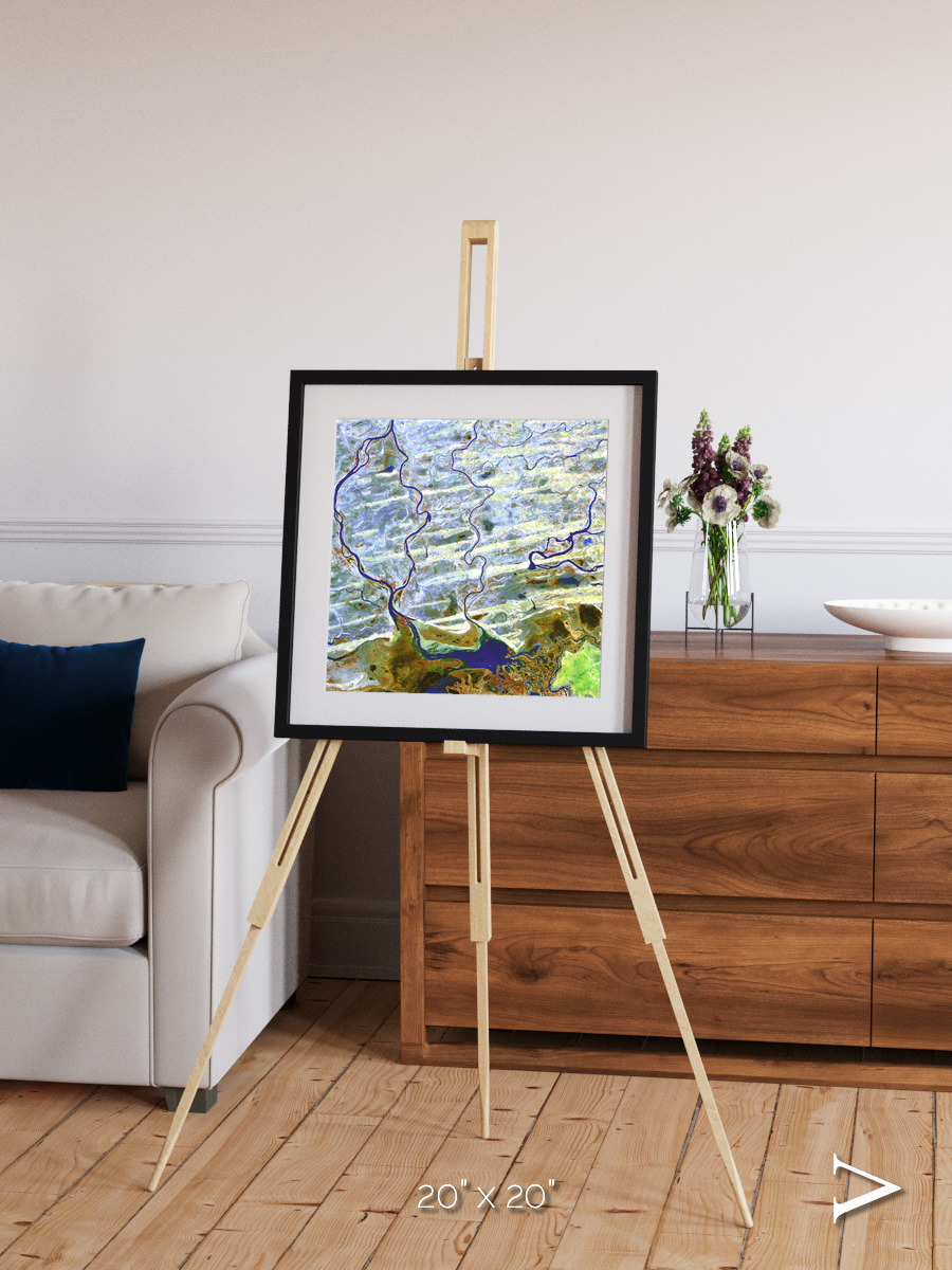 Islands in Blue, Niger River Framed & Mounted Print