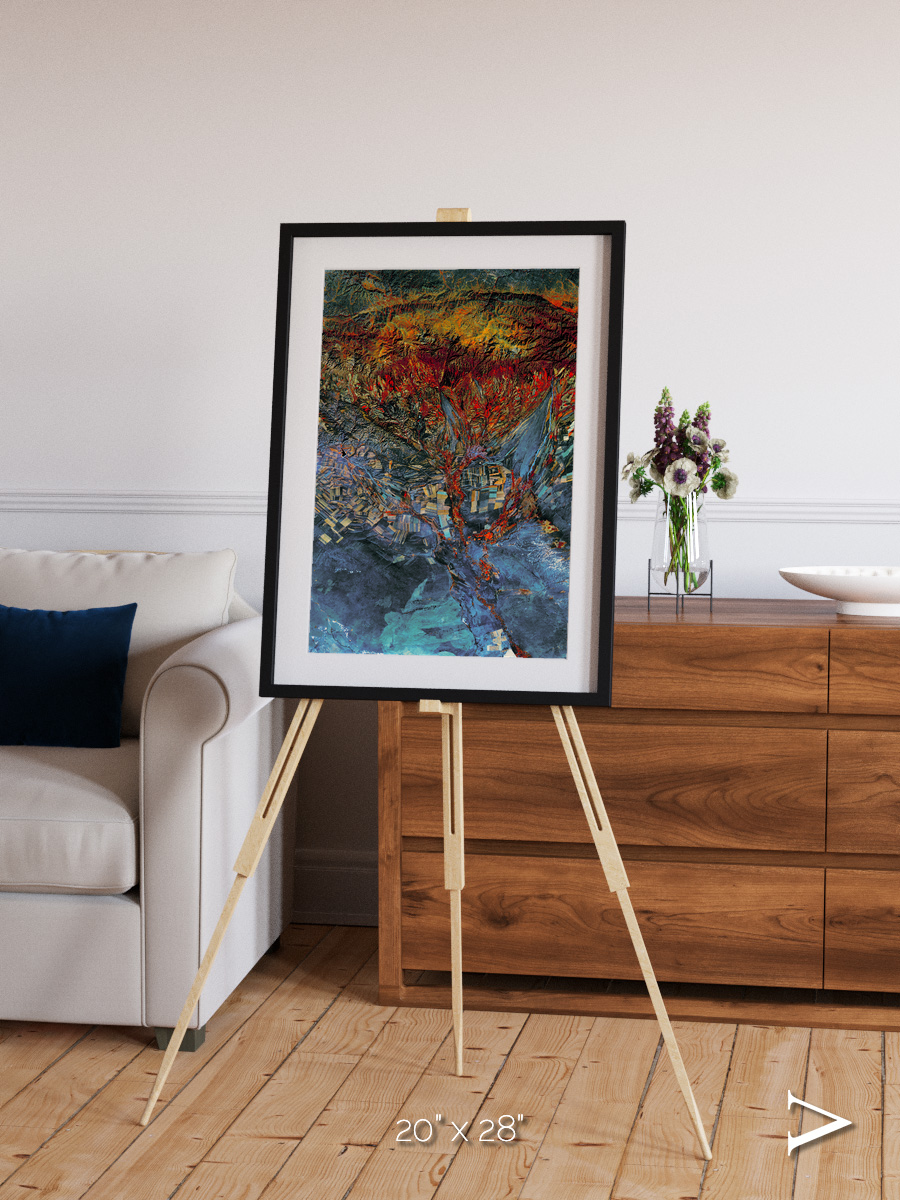 Geometric Fields, Eastern Kazakhstan Framed & Mounted Print