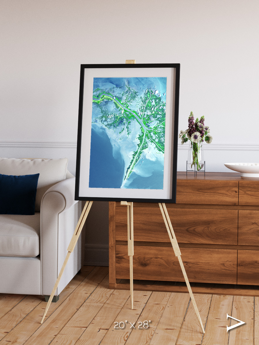 Arid Mosaic, Mississippi River Delta Framed & Mounted Print