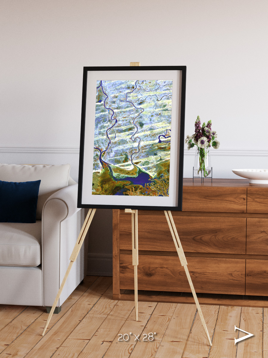 Islands in Blue, Niger River Framed & Mounted Print