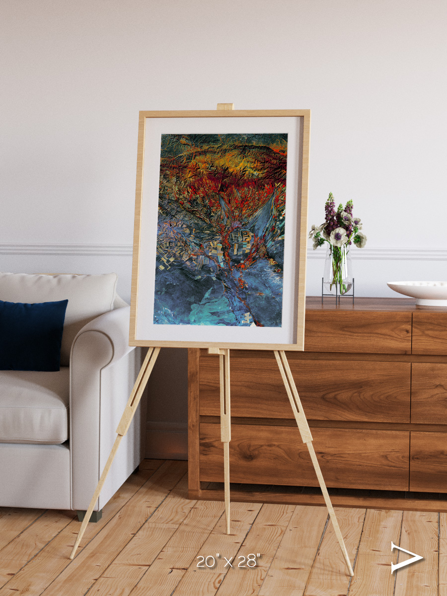 Geometric Fields, Eastern Kazakhstan Framed & Mounted Print