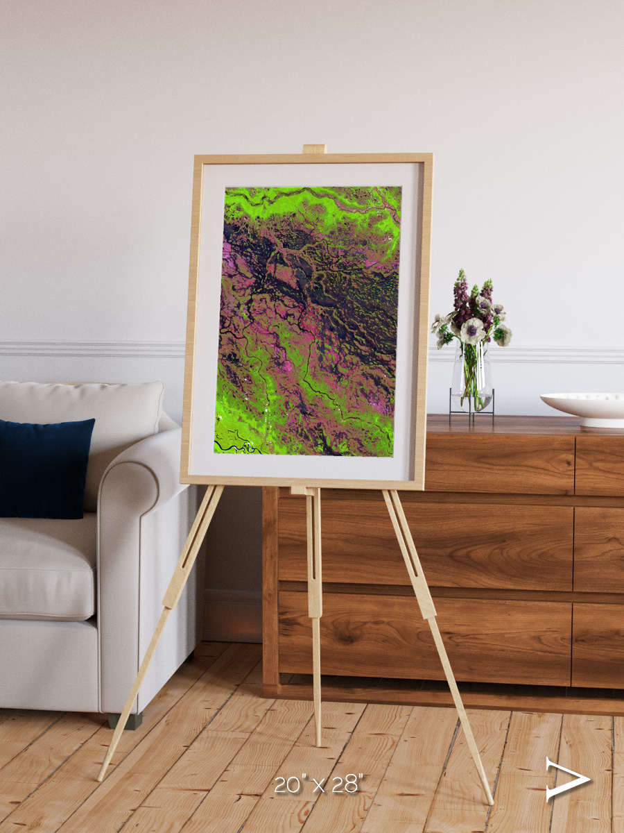 Channel Lines, Demini River Framed & Mounted Print