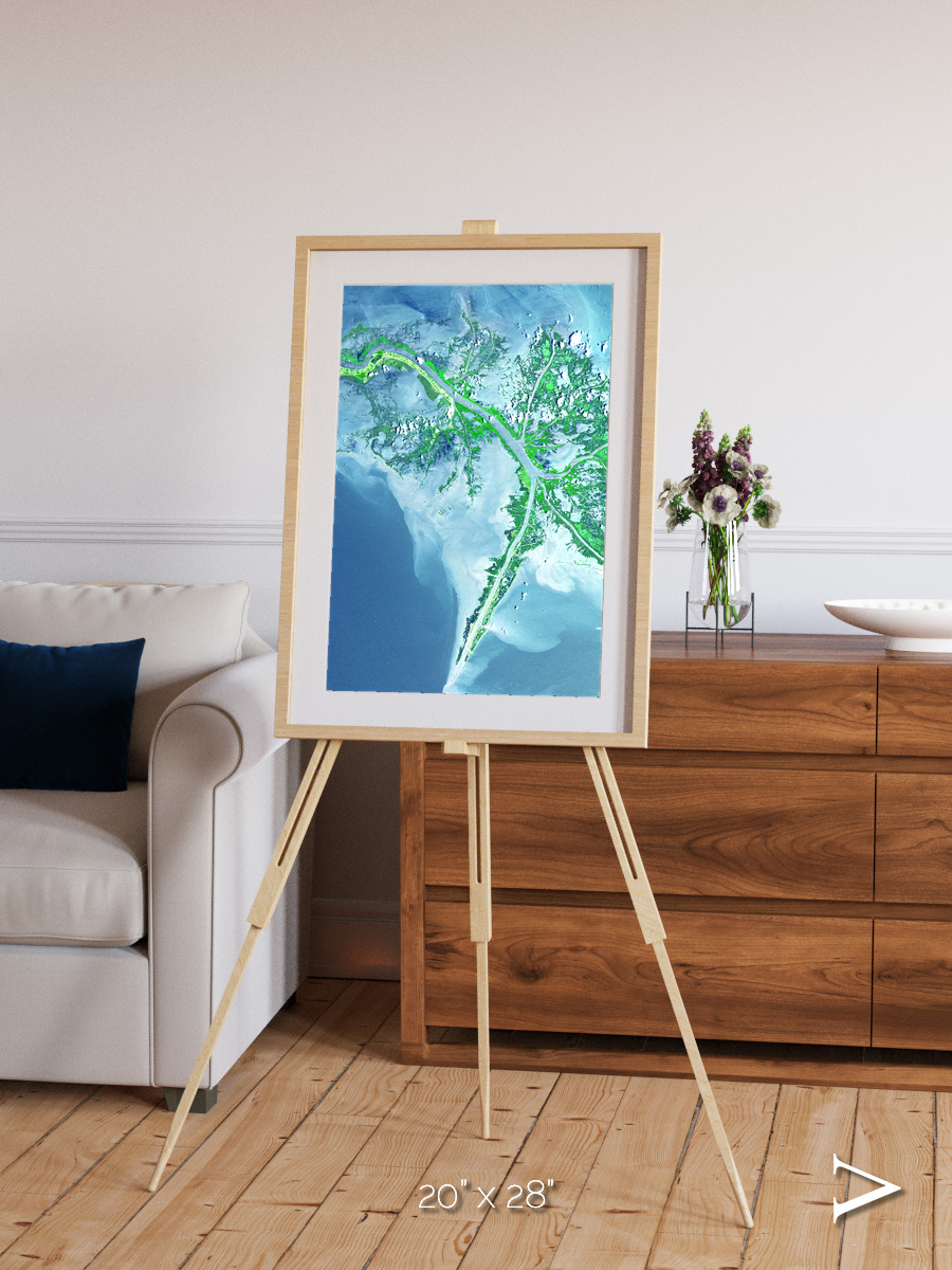 Arid Mosaic, Mississippi River Delta Framed & Mounted Print