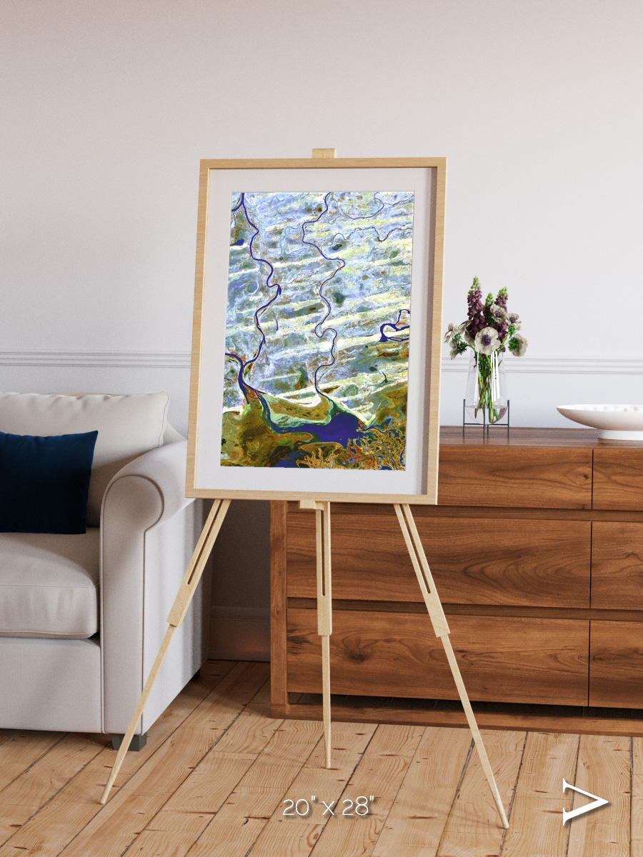 Islands in Blue, Niger River Framed & Mounted Print
