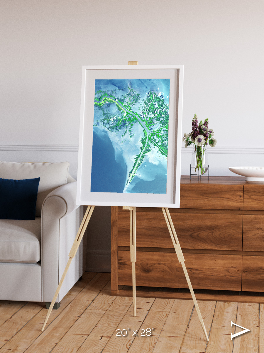Arid Mosaic, Mississippi River Delta Framed & Mounted Print