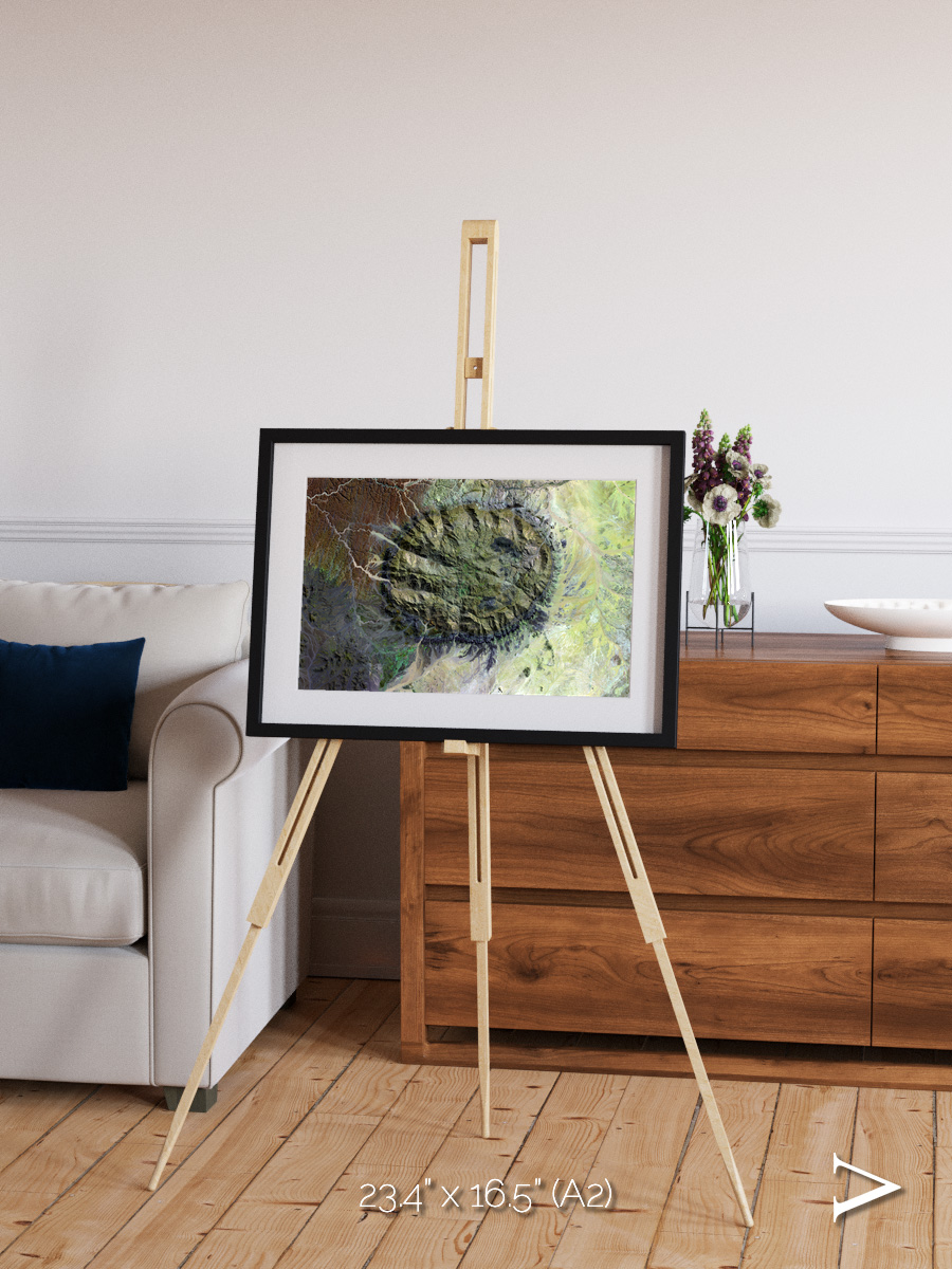 Windwritten Dunes, Brandberg Massif Framed & Mounted Print