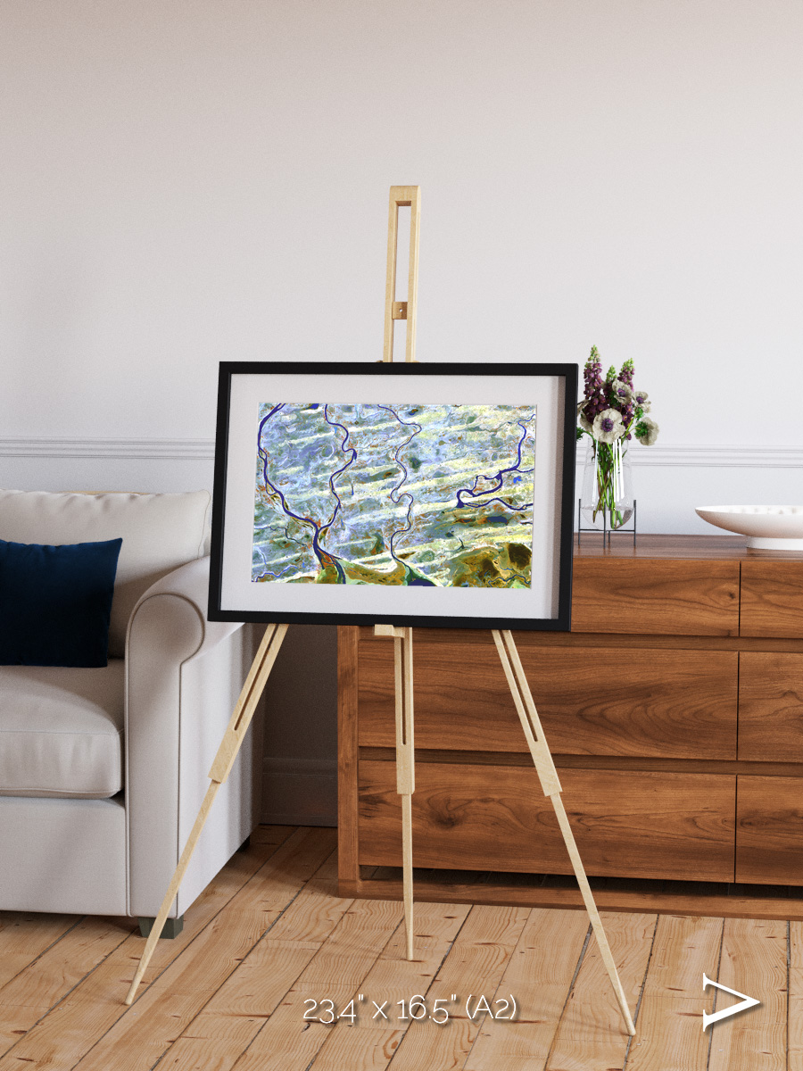 Islands in Blue, Niger River Framed & Mounted Print