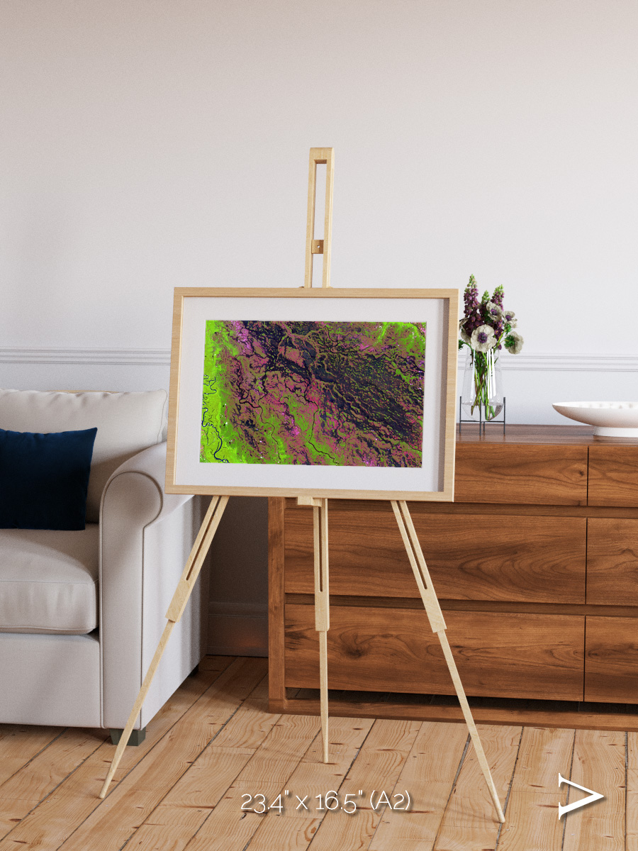 Channel Lines, Demini River Framed & Mounted Print