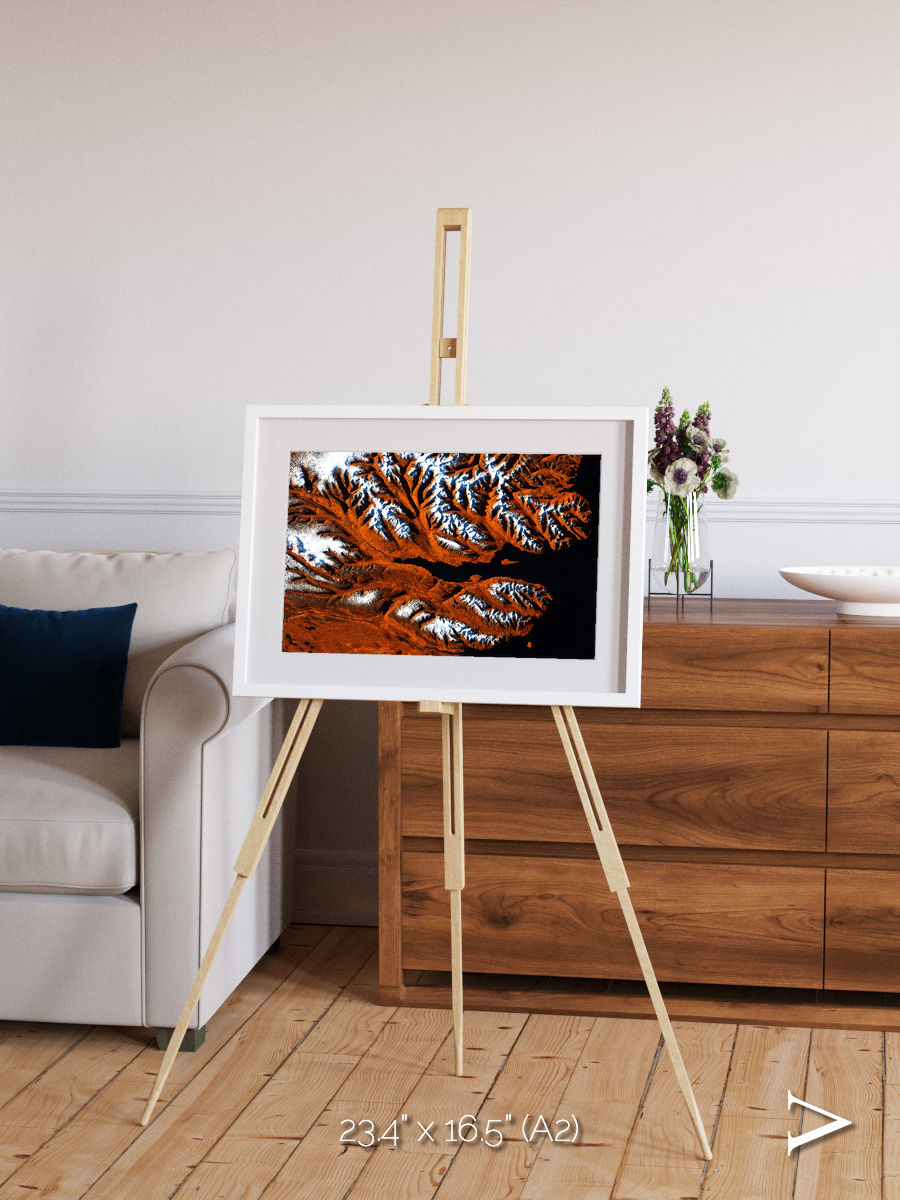 Striped Coast, Eyjafjörður Framed & Mounted Print