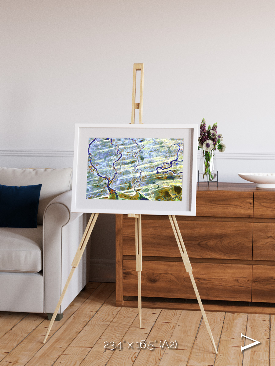 Islands in Blue, Niger River Framed & Mounted Print