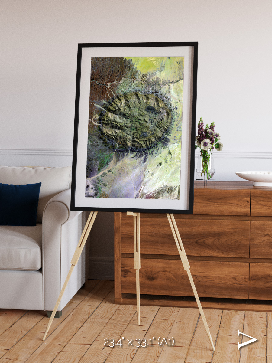 Windwritten Dunes, Brandberg Massif Framed & Mounted Print