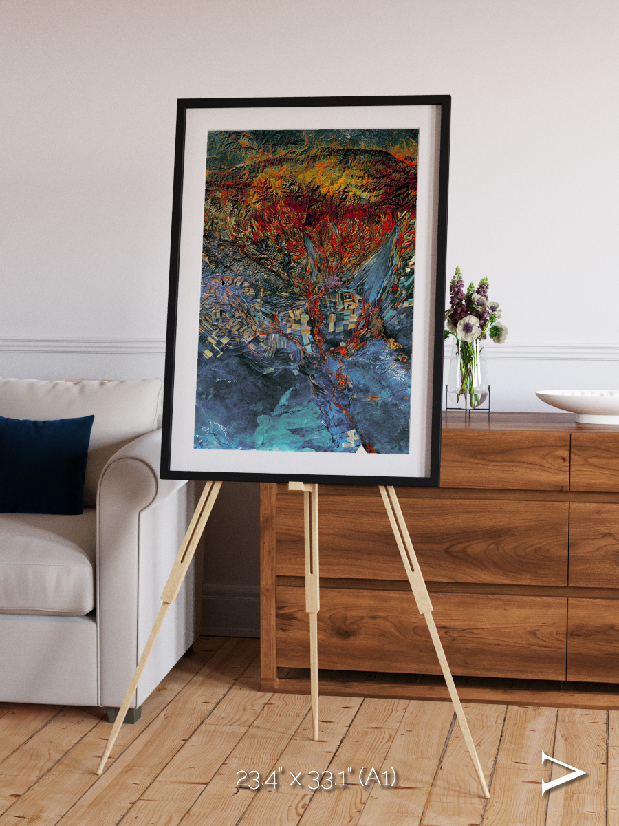 Geometric Fields, Eastern Kazakhstan Framed & Mounted Print