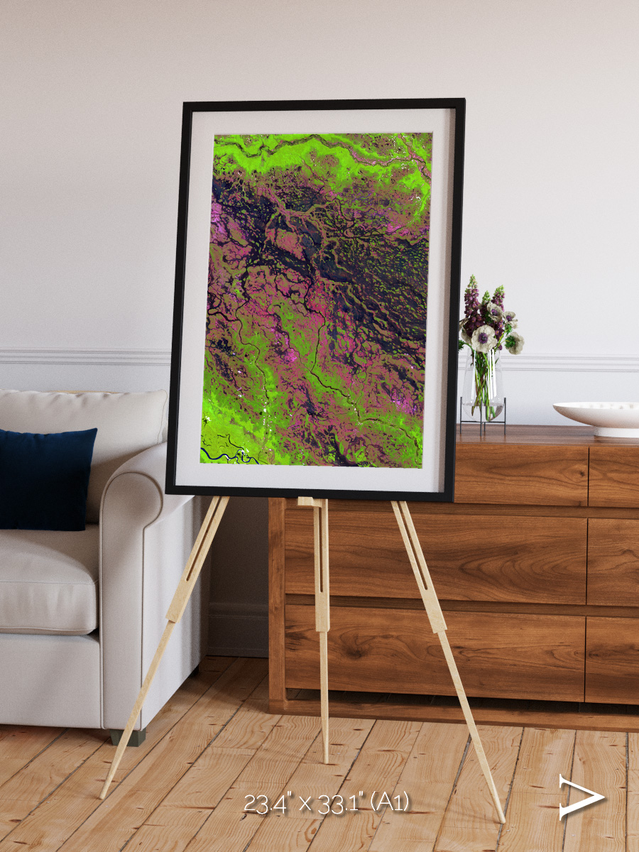 Channel Lines, Demini River Framed & Mounted Print
