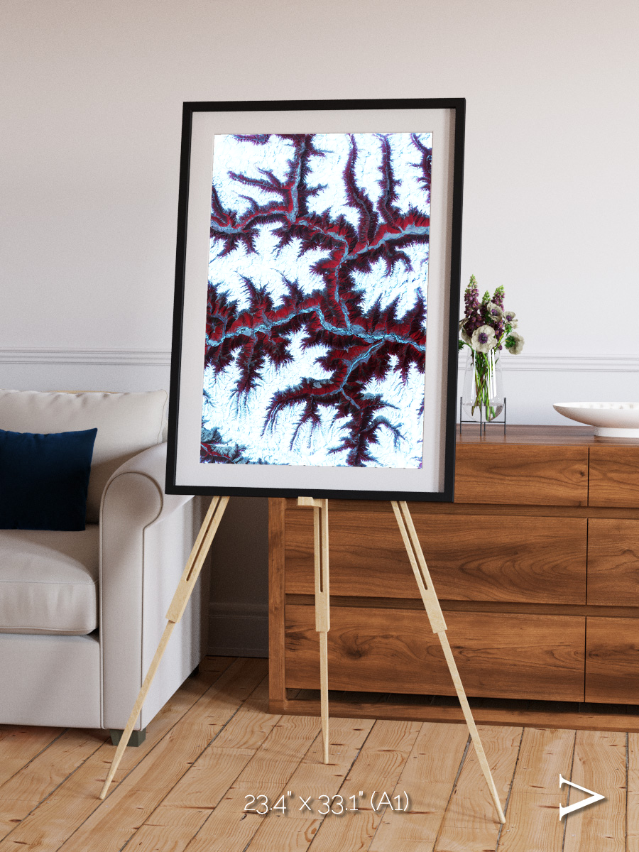 Ribbon River, Himalayas Framed & Mounted Print