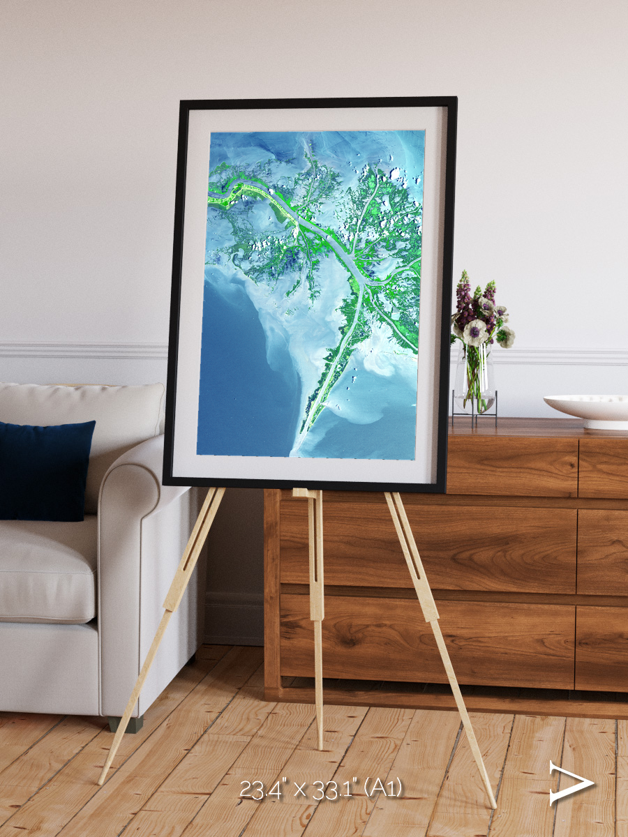 Arid Mosaic, Mississippi River Delta Framed & Mounted Print