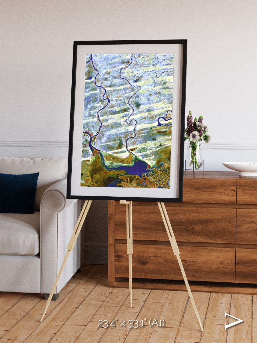 Islands in Blue, Niger River Framed & Mounted Print