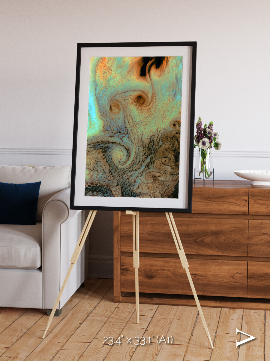 Atmospheric Patterns, Von Karman Vortices Framed & Mounted Print