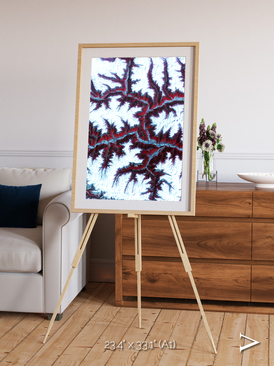 Ribbon River, Himalayas Framed & Mounted Print