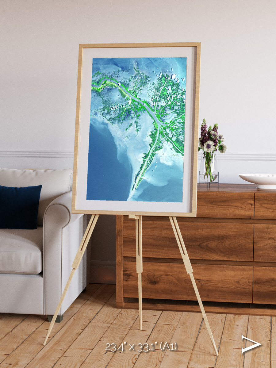 Arid Mosaic, Mississippi River Delta Framed & Mounted Print
