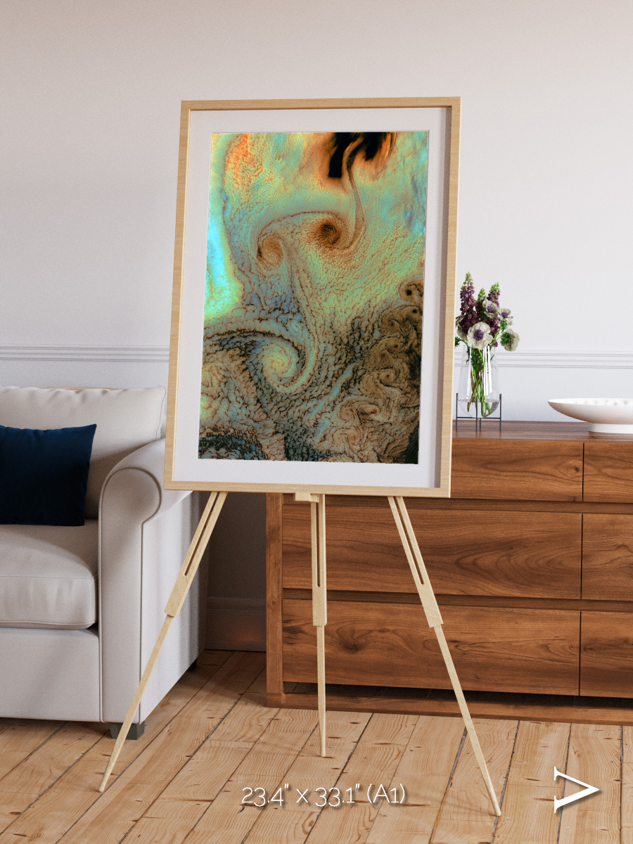 Atmospheric Patterns, Von Karman Vortices Framed & Mounted Print