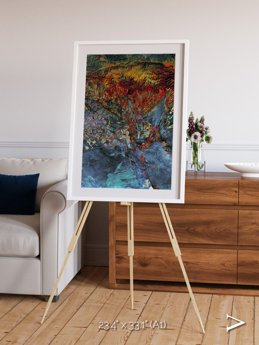 Geometric Fields, Eastern Kazakhstan Framed & Mounted Print