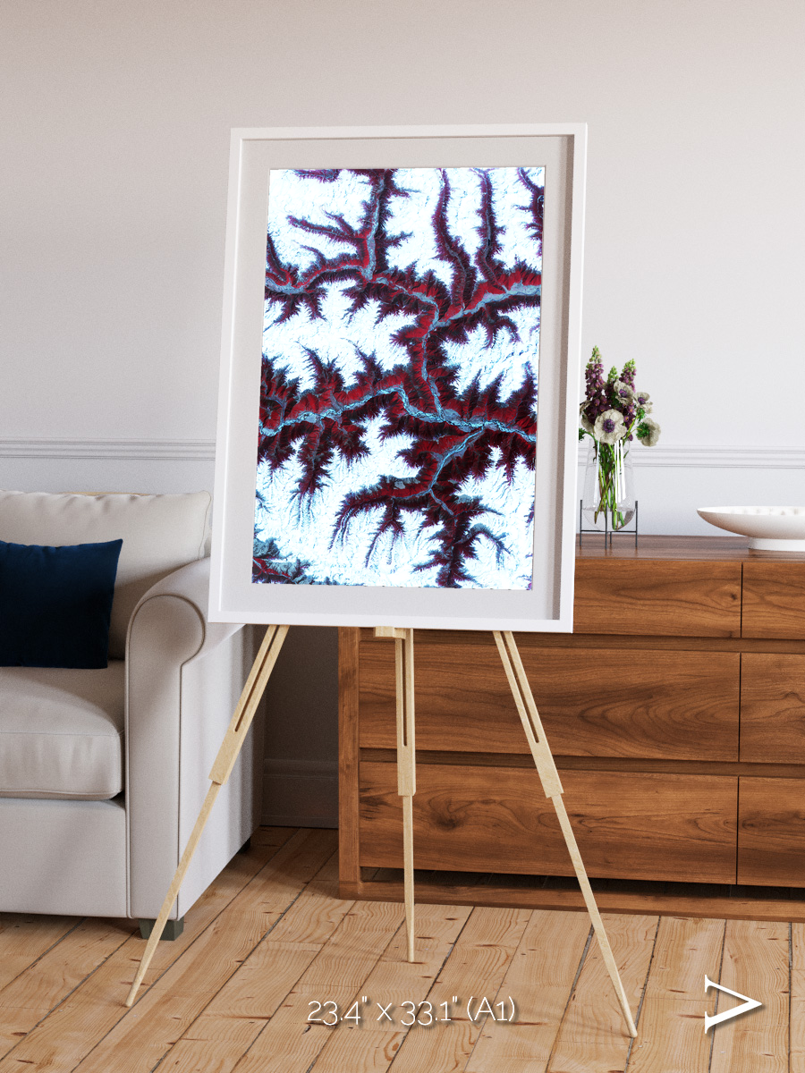 Ribbon River, Himalayas Framed & Mounted Print